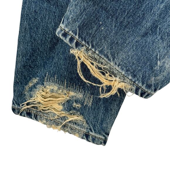 Adriano Goldschmied Patched Slouchy Jean SZ 27 Ex Boyfriend Slim Thrashed Blue - Picture 10 of 16
